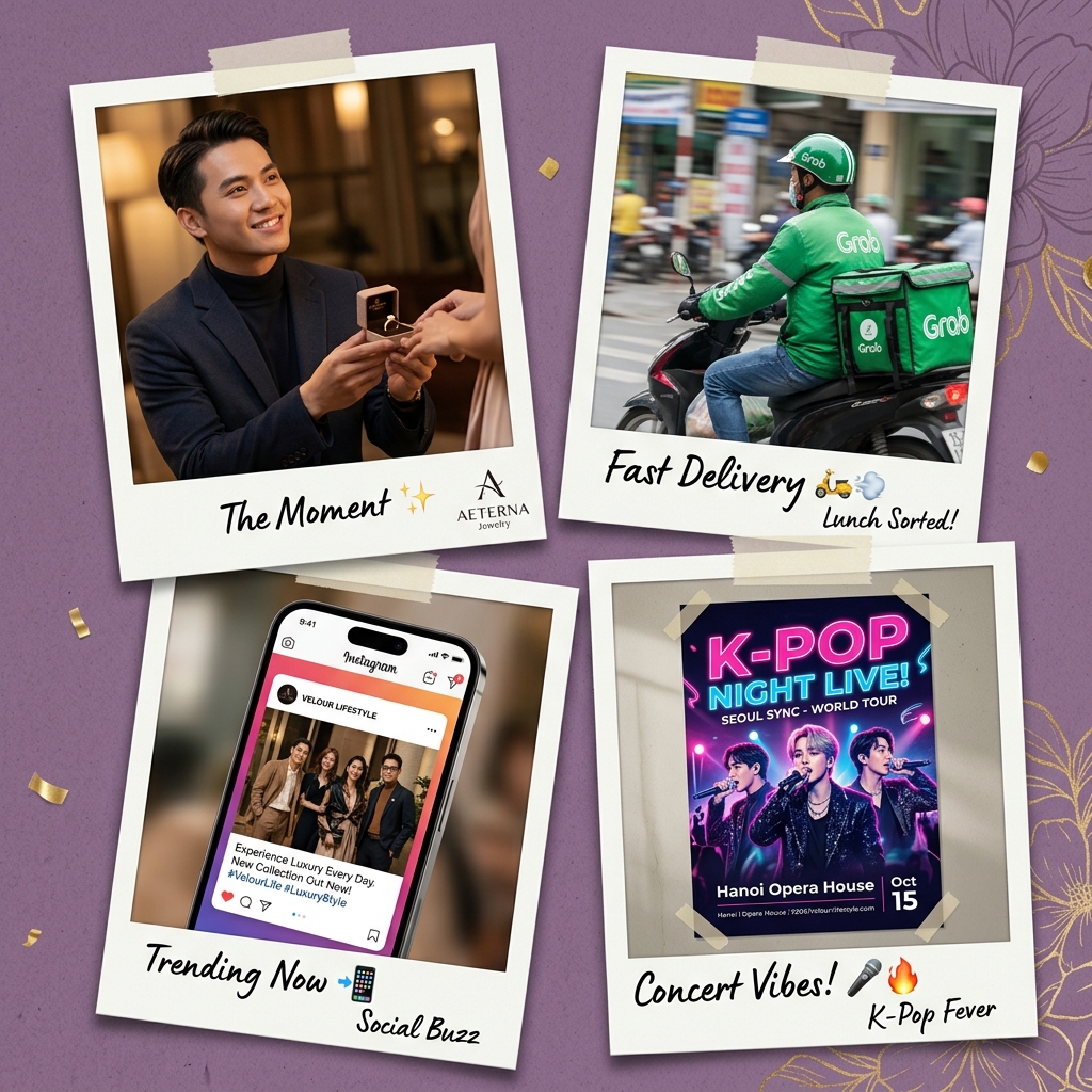 Brand Marketing Campaign Collage - PNJ, Grab, Samsung