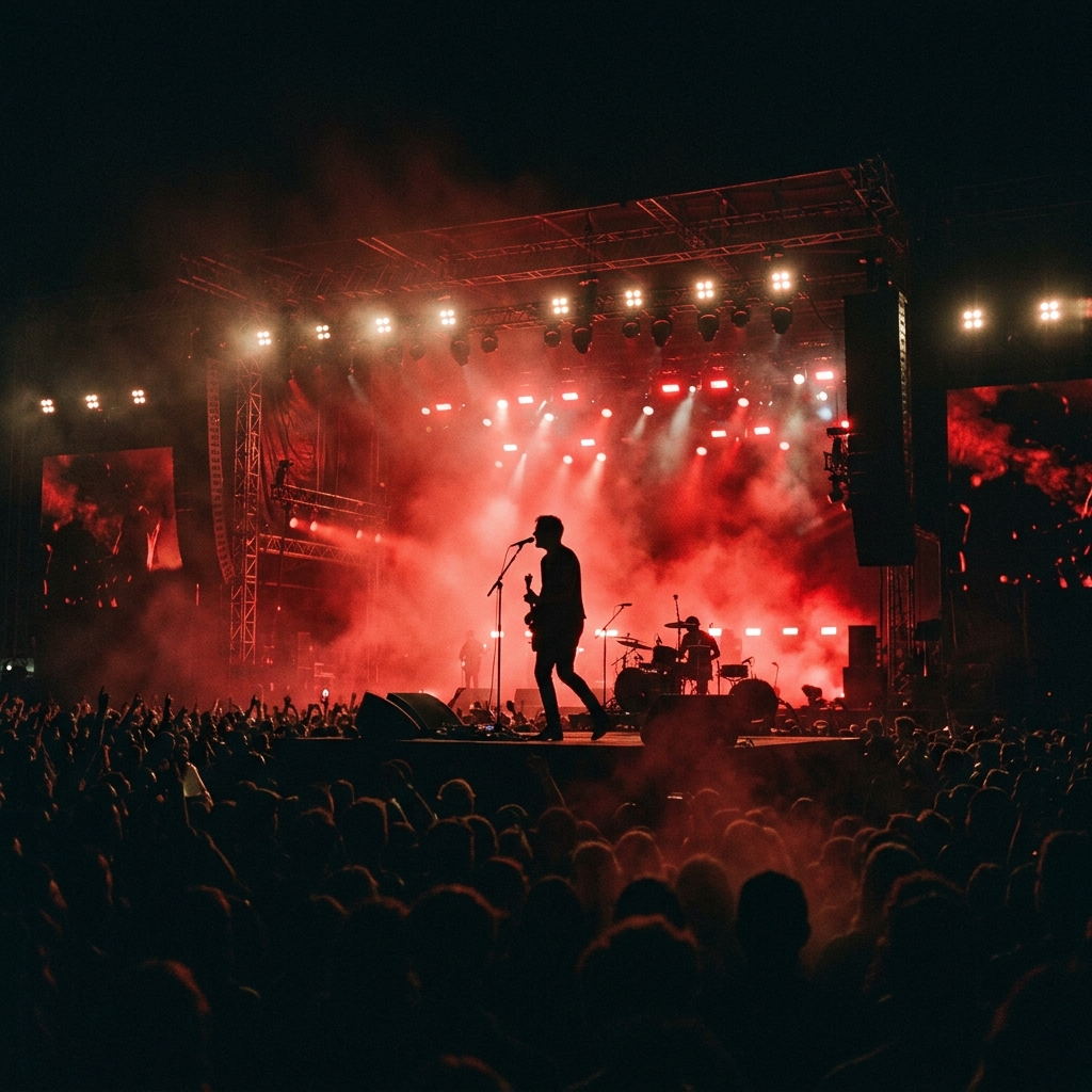 Concert stage with red lighting